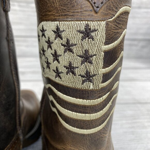 Trump Flag Embroidered Oil / Slip Resistant Cowboy Work Boots Men Size 10.5 EE - Picture 6 of 16